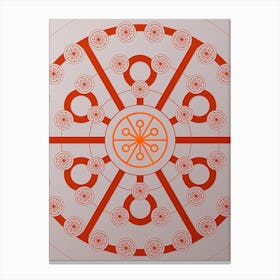 Geometric Abstract Glyph Circle Array in Tomato Red n.0258 Canvas Print