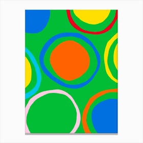 Circles On A Green Background Canvas Print