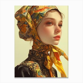 Portrait Of A Girl Wearing A Scarf Canvas Print