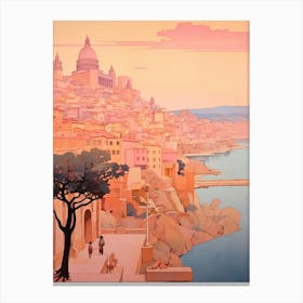 Cartagena Spain 1 Vintage Pink Travel Illustration Canvas Print