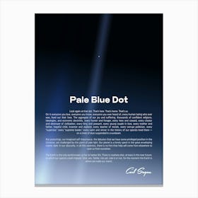 Pale Blue Dot poster, NASA Voyager 1 with Carl Sagan quote — Space poster, science print 1 Canvas Print