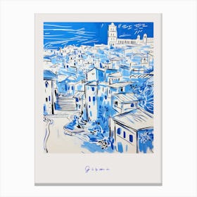 Girona Spain Mediterranean Blue Drawing Poster Canvas Print