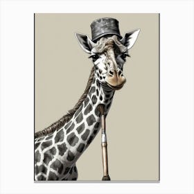 Giraffe With Hat Canvas Print