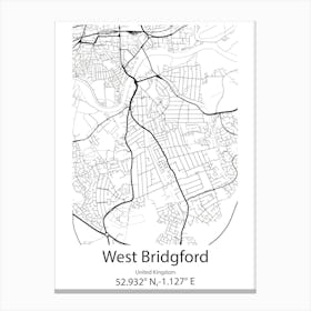 West Bridgford,United Kingdom Minimalist Map Stampe su tela