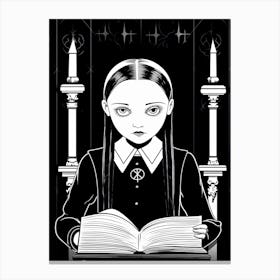 Wednesday Addams Line Art Fan Art Canvas Print