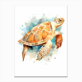 Geometric Watercolour Sea Turtle Canvas Print