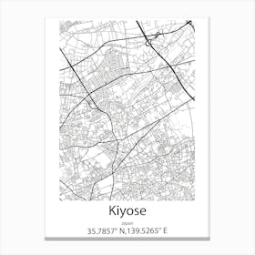 Kiyose,Japan Minimalist Map Canvas Print