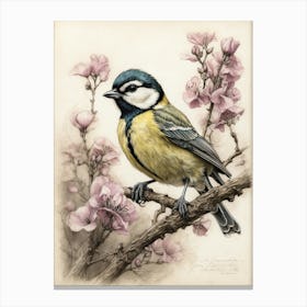 Default Great Tit On Paulownia Branch Art Print 0 Canvas Print