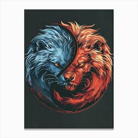 Badass Lion And Wolf 9 Canvas Print