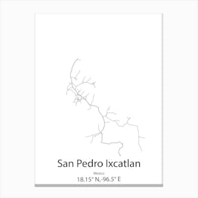 San Pedro Huamelula,Mexico Minimalist Map Canvas Print