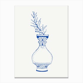 Olives In A Vase Monoline Illustration Canvas Print