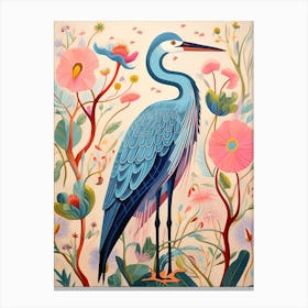 Pink Scandi Great Blue Heron 7 Canvas Print