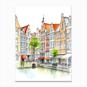 Watercolor Sketch Of A City Canvas Print