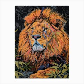 Masai Lion Lion In Different Seasons Fauvist Painting 1 Canvas Print