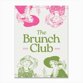 The Brunch Club Beige, Green & Pink Canvas Print