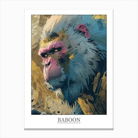 Baboon Precisionist Illustration 3 Poster Canvas Print