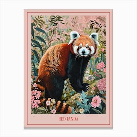 Floral Animal Painting Red Panda 3 Poster Canvas Print