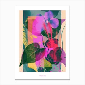 Impatiens 3 Neon Flower Collage Poster Canvas Print