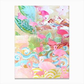 Flamingo Collage Canvas Print