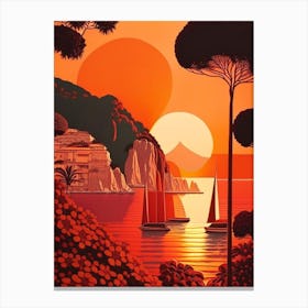 The Capri, Italy Retro Sunset Canvas Print