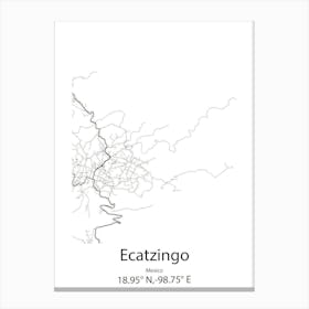 Ecatzingo,Mexico Minimalist Map Canvas Print