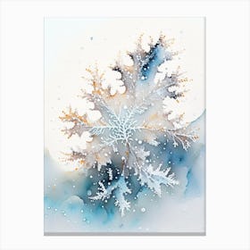 Fernlike Stellar Dendrites, Snowflakes, Storybook Watercolours 1 Canvas Print