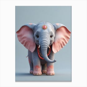Cute Baby Elephant Nursery Ilustration (29) Canvas Print