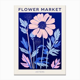 Blue Flower Market Poster Asters 3 Canvas Print