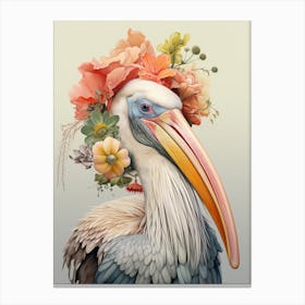 Bird With A Flower Crown Pelican 3 Canvas Print