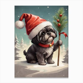 Christmas Shih Tzu Dog Wear Santa Hat (7) Canvas Print