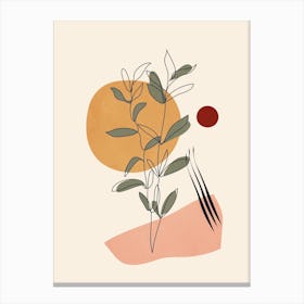 Minimal Line Young Leaves Canvas Print