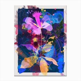 Periwinkle (Vinca) 3 Neon Flower Collage Canvas Print