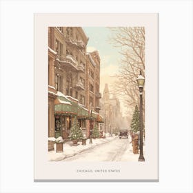 Vintage Winter Poster Chicago Usa 3 Canvas Print