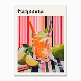 Caipirinha 3 Retro Cocktail Poster Canvas Print