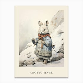 Beatrix Potter Inspired  Animal Watercolour Arctic Hare 1 Canvas Print