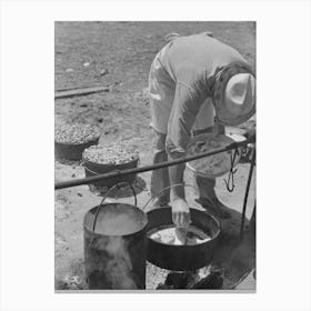 Camp Cook Working Over An Open Fire, Cattle Ranch Near Spur, Texas, The Old Attitude Of The Inferiority Of The Cook Canvas Print