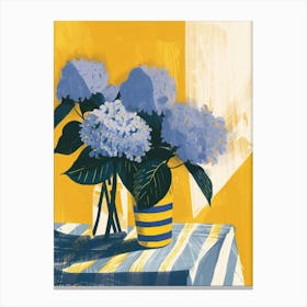 Hydrangea Flowers On A Table   Contemporary Illustration 1 Canvas Print