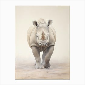 Detailed Vintage Illustration Of A Rhino 8 Canvas Print