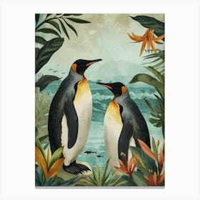 Adlie Penguin Petermann Island Vintage Botanical Painting 2 Canvas Print