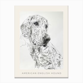 American English Hound Dog Line Sketch 2 Poster Canvas Print