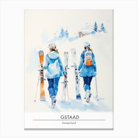 Gstaad   Switzerland, Ski Resort Poster Illustration 0 Canvas Print