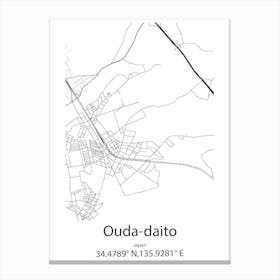 Ouda Daito,Japan Minimalist Map Canvas Print