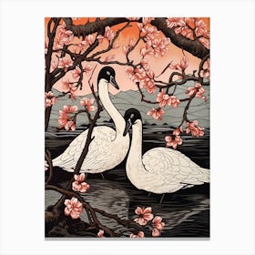 Art Nouveau Birds Poster Swan 1 Canvas Print