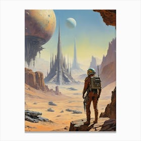 Alien Landscape vintage retro sci-fi art 4 Canvas Print