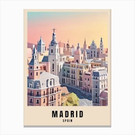 Madrid City Travel Poster Spain Low Poly (10) Canvas Print