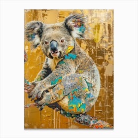 Koala Gold Effect Collage 3 Canvas Print