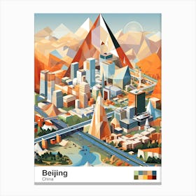 Beijing, China, Geometric Illustration 3 Poster Canvas Print