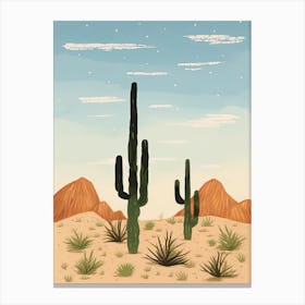 Desert Cactus Landscape Illustration 5 Canvas Print