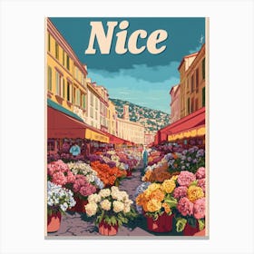 Aihrgdesign A Classic 1960s Travel Poster For Nice 1 Canvas Print