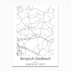 Bergisch Gladbach,Germany Minimalist Map Canvas Print